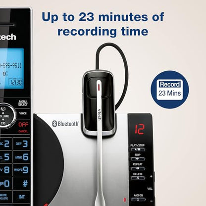 VTech-Cordless Phone with Answering Machine with DECT 6.0 Headset, Bluetooth, Connect to Cell, Caller ID/Call Waiting, Handset Intercom,1,000 Name & Number Phonebook -DS6771-2 Silver/Black - size: Handset + Headset, style: Handset + Headset