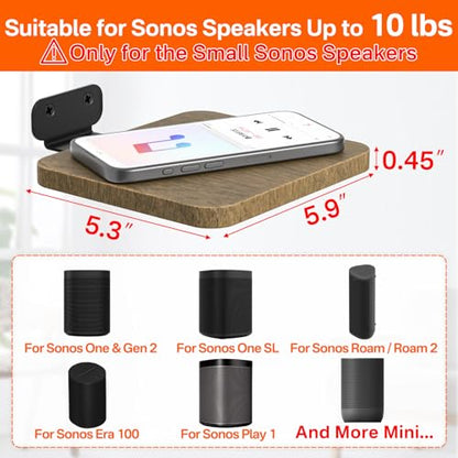 Pairs of Speaker Wall Mount for Sonos Speaker Mounts - Adjustable Floating Wall Shelves for Sonos One(Gen 2), One SL,Play:1, Roam 2, Era 100 and More Small Speakers Mounting Shelf
