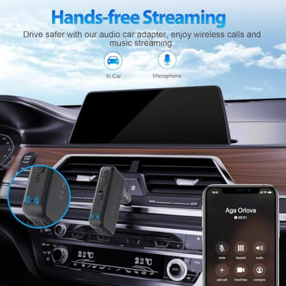 1Mii LDAC Bluetooth Aux Adapter for Car, Bluetooth Car Receiver | Volume Control, 10H Battery Life, Hands Free Calls, Wireless Audio Receiver for Home Stereo/Wired Headphones/Speaker - style: ML100Pro (Upgrade)
