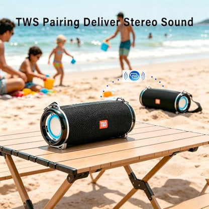 T&G 20W Loud Ourdoor Speaker with Strap, IPX5 Waterproof Portable Boombox | 12H playtime, Deep base, Travel Bluetooth speaker ,FM radio, TF/ USB/TWS. Ideal rugged gift for men, beach, golf,blue - color: BLUE