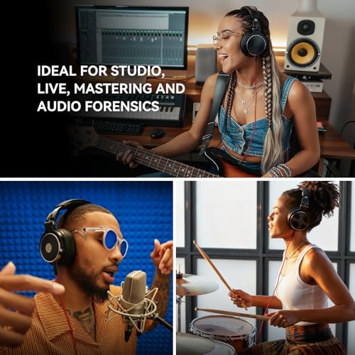 OneOdio Hi-Res Over Ear Headphones for Studio Monitoring and Mixing, Sound Isolation, Protein Leather Earcups, 50mm Driver Unit, Wired Headphones for AMP Guitar Keyboard (Pro-50 Black) - color: Black