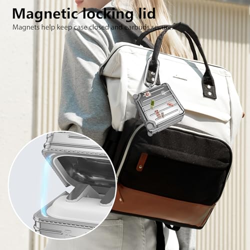 KOREDA Compatible with Samsung Galaxy Buds 4 Case/Buds 4 Pro Case Cover, Cute Funny Suitcase Design Case for Galaxy Buds 4 Pro, Fashion Protective Hard Case for Women Men with Keychain (Silver) - color: Silver