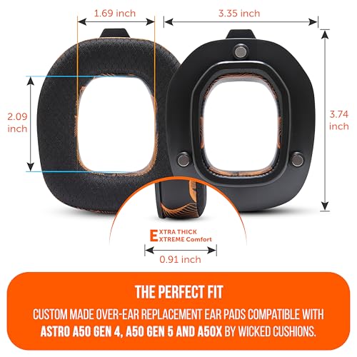 WC Mod Kit A50 - Earpads & Headband for Astro A50 Gen 4/5 / A50x | Made by Wicked Cushions | Cooling Gel Earpads and Matching Headband that offer Enhanced Comfort & Durability | Kinetic Wave - color: Kinetic Wave