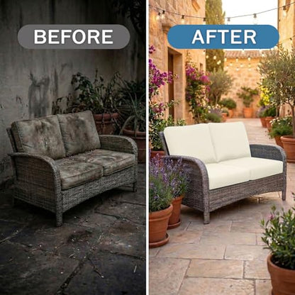 Waterproof Outdoor Cushion Covers, Stretch Patio Slipcovers | UV Resistant Coating, Stretch Fabric, Waterproof Protection, Replacement Covers, Fits Patio Furniture Cushions (4 Pieces) - color: Beige, size: 4PCS