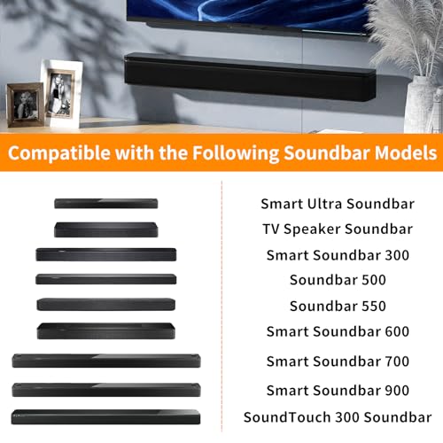 tiebutie Soundbar Wall Mount for Bose WB-300 SoundTouch 300 Sound Bar 300/500/550/600/700/900/950 Smart Ultra Bracket with Hardware Kit, Sound Bar Mount for Bose Soundbar Mounting Bracket Under TV