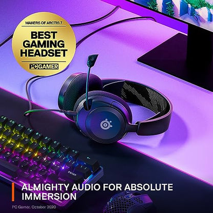 SteelSeries Arctis Nova 1 Multi-System Gaming Headset — Hi-Fi Drivers — 360° Spatial Audio — Comfort Design — Durable — Ultra Lightweight — Noise-Cancelling Mic — PC, PS5/PS4, Switch, Xbox - Black - color: Black, style: Nova 1