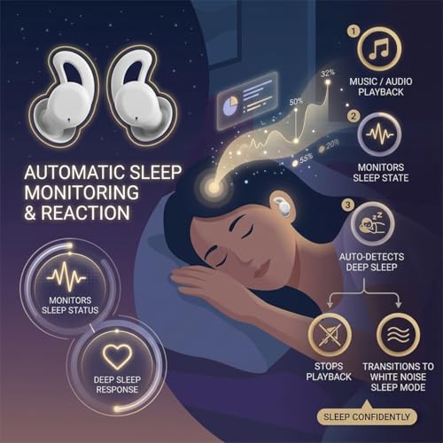Sleep ANC Earbuds, Noise Cancelling Comfortable Side Sleeper Headphones