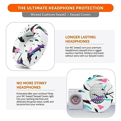 WC SweatZ Studio - Patented Covers for Beats Studio 3 (A1914) & 2 (B0500) | Made by Wicked Cushions | Made with Premium Silicone | Also fits B0501 | 90's White - color: 90's White