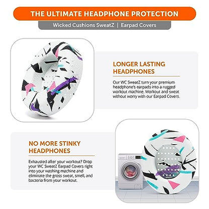 WC SweatZ Studio - Patented Covers for Beats Studio 3 (A1914) & 2 (B0500) | Made by Wicked Cushions | Made with Premium Silicone | Also fits B0501 | 90's White - color: 90's White
