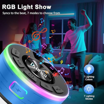 Bluetooth Shower Speaker, Waterproof Shower Speaker Bluetooth 5.3 Loud Clear Sound with Suction Cup, Built-in Mic, Digital Display/RGB Lights, IPX7 Bathroom Speaker for Outdoor/Pool/Beach/Party/Gift. - color: Blue