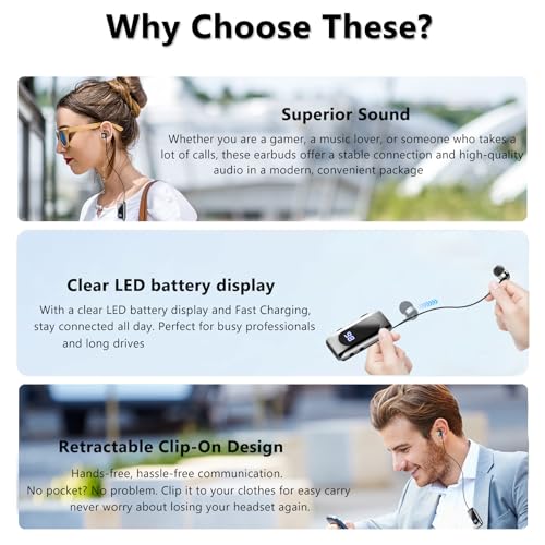 Wireless Headset Wireless Headphones Handsfree Call Wireless Earpiece Noise Cancellation Earbud Earphones Mic Compatible with Cell Phones Car Driver Trucker Business Office (Black Iron) - color: black iron