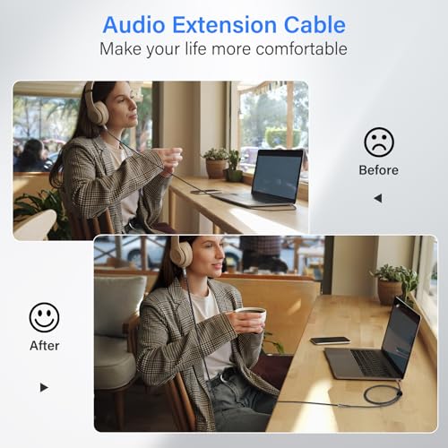 Headphone Extension Cable 7 Ft/2 Pack, 1/8 Inch 3.5 MM AUX Cord Wire Male to Female, Hi-Fi Sound Thin&Slim Braided TRS Stereo Audio Beats Cable Extender for Car,Home Stereos, Speaker,Phones - size: 7FT-2PK