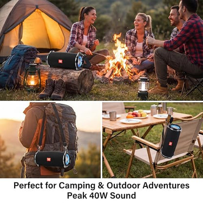 T&G 20W Loud Ourdoor Speaker with Strap, IPX5 Waterproof Portable Boombox | 12H playtime, Deep base, Travel Bluetooth speaker ,FM radio, TF/ USB/TWS. Ideal rugged gift for men, beach, golf,blue - color: BLUE