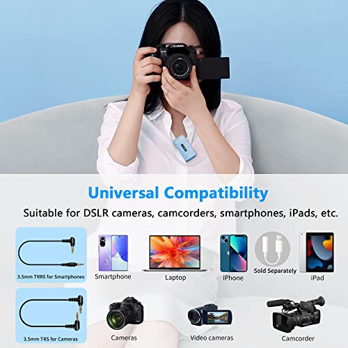 BOYA BY-XM6-K2B Wireless Lavalier Microphone System with 2 Transmitters for DSLR Camera Camcorder Smartphones in Vlog YouTube Video Facebook Live (Blue)