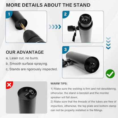 Vondynote Studio Monitor Stands Desk Clamp Speaker Stands Against The Wall | Set of 2, Adjustable Height 9"-14", Desktop Speaker Stands against the Wall, Desk Clamp Mount