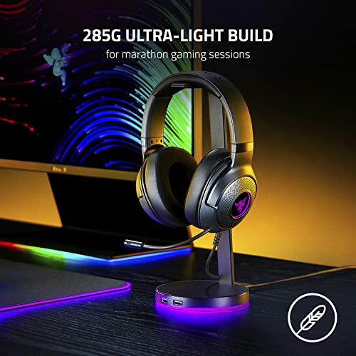 Razer Kraken V3 X Wired USB Gaming Headset, Lightweight, Black | TriForce 40mm Drivers, HyperClear Cardioid Mic, 7.1 Surround Sound, Chroma RGB Lighting - color: Black, size: Standard, style: Kraken V3 X