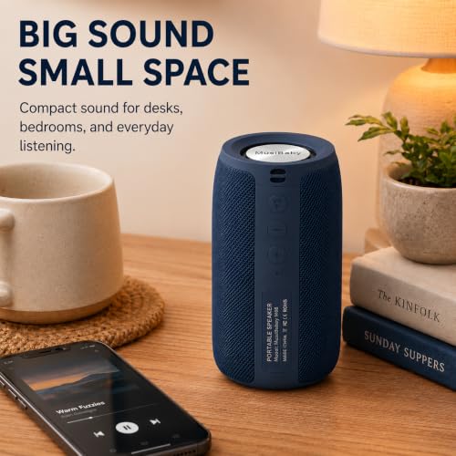 Musibaby M68 Bluetooth Speaker, 12W, IPX5, 24H Playtime, Dark Blue | Portable, small and compact with USB playback, AUX input, FM radio, TF card playback, up to 24H and dual pairing. - color: Dark Blue