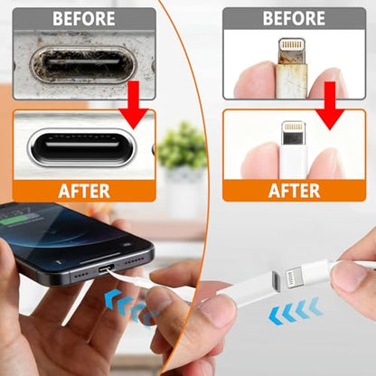 Cell Phone Cleaning Kit, iPhone Cleaning Kit for Charging Port Cleaner Keyboard Cleaning Kit for Airpods/Android/USB C/Earbuds/Laptop/iPad/Camera Lens with Stylus Pen (White) - color: White (Base)