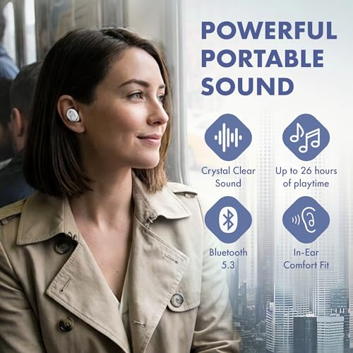 Groovz Go Essential True Wireless Earbuds with Charging Case - Up to 26 Hrs Battery Life - Designed & Engineered in the USA - Sweat-Resistant Bluetooth Earbuds with Built-in Microphone (White Marble) - color: White Marble