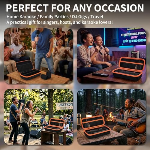 Wireless Microphone Case for JBL PartyBox Wireless Mics | Hard EVA Shell, Removable Divider, Mesh Pocket for Receiver and Batteries, with 2 Foam Windscreens, Carry Handle, Box Only