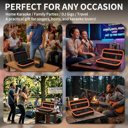 Wireless Microphone Case for JBL PartyBox Wireless Mics | Hard EVA Shell, Removable Divider, Mesh Pocket for Receiver and Batteries, with 2 Foam Windscreens, Carry Handle, Box Only