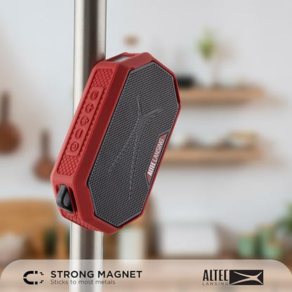 Altec Lansing Portable Bluetooth Speaker HYDRAMINI 2.0, IP67 Waterproof, Portable Speaker, 12h Playtime, Wireless Pairing, USB-C Quick Charge, Magnetic Bluetooth, Voice Assistant Integration - color: Crimson Red/Black