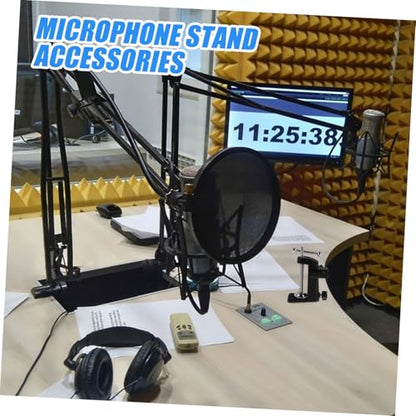 LIOOBO Adjustable Mic Arm Desk Mount with Sturdy Metal Base Clamp Holder for Podcasting Recording and Streaming Easy Installation and Slip Design