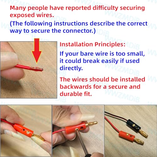WWZMDiB 4mm Banana Plugs Stackable Connectors for Speaker Wire (12Pcs/6pair Gold Plated)