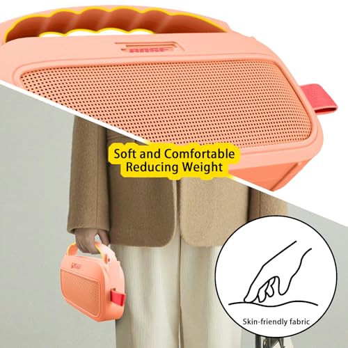 co2CREA Soft Silicone Case for Bose SoundLink Flex 2nd Gen, Orange | Skin-Friendly Handle, Adjustable Shoulder Strap, Crossbody Carrying, Aluminum Carabiner, Lightweight - color: Orange Case
