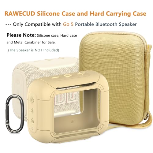 Protective Case for JBL Go 5 Portable Bluetooth Speaker | Accessories Hard Carrying Case and Silicone Cover with Metal Carabiner (Yellow Case) - color: Yellow Case