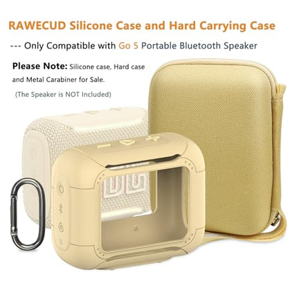Protective Case for JBL Go 5 Portable Bluetooth Speaker | Accessories Hard Carrying Case and Silicone Cover with Metal Carabiner (Yellow Case) - color: Yellow Case
