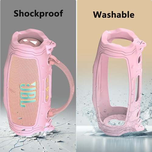 Silicone Cover Case for JBL Charge 6 Portable Bluetooth Speaker - color: Pink