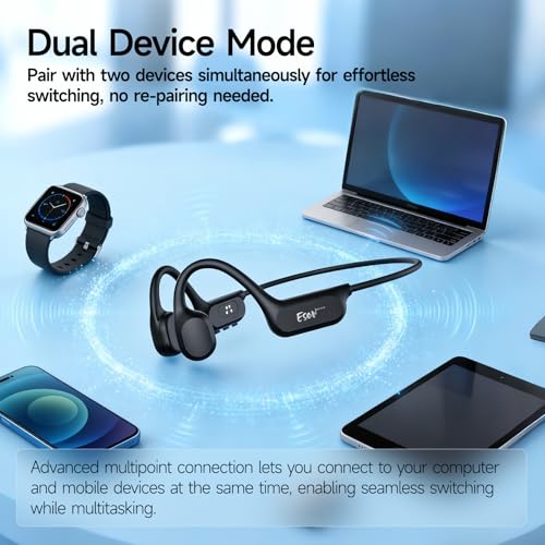 esonstyle Swimming Headphones Underwater - IP68 Waterproof | Bone Conduction Headphones Bluetooth 6.0,Bone Conduction Earbuds with 8G MP3 for Swimming Running Cycling Sports - color: Black