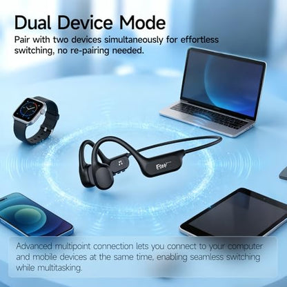 esonstyle Swimming Headphones Underwater - IP68 Waterproof | Bone Conduction Headphones Bluetooth 6.0,Bone Conduction Earbuds with 8G MP3 for Swimming Running Cycling Sports - color: Black