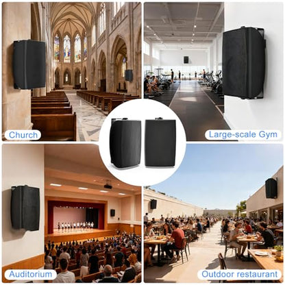 Herdio 8 Inch 600W Outdoor Bluetooth Speakers Waterproof with Powerful Bass, TWS Pairing Wall Mount Durable Loud Sound System | Ideal for Large Spaces: Commercial Areas, Spacious Backyards (Black) - color: Black