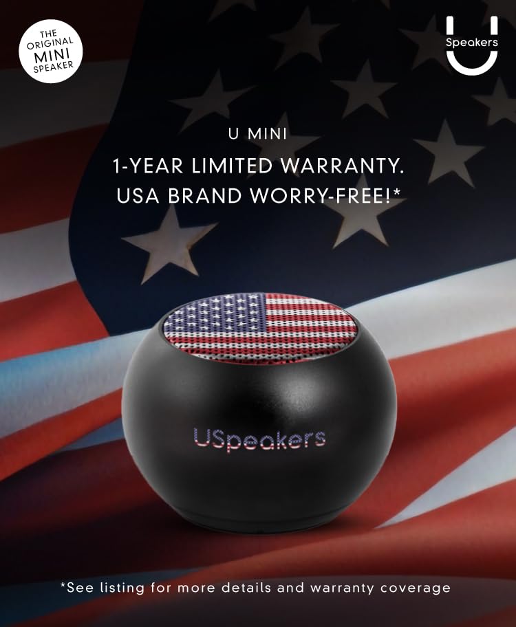 Fashionit U Mini, Tiny Bluetooth Speaker with Magnetic Base, Gold | aluminum shell, Wireless, TWS stereo pairing, 30 foot range, rechargeable battery, magnetic base, travel and gifting