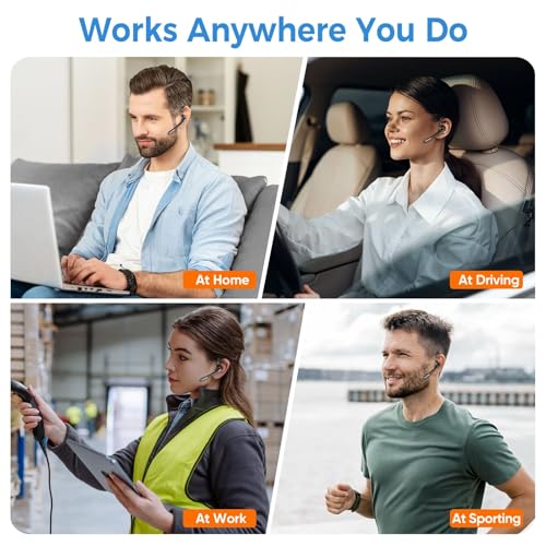 Herloreen Wireless Bluetooth Headset with Built-in Microphone Charging Case | Noise Canceling Mic for PC Computer, Laptop, Cell Phones, Remote Work, Call Center, Trucker Work, Business - style: Headset + Charge Case-A6