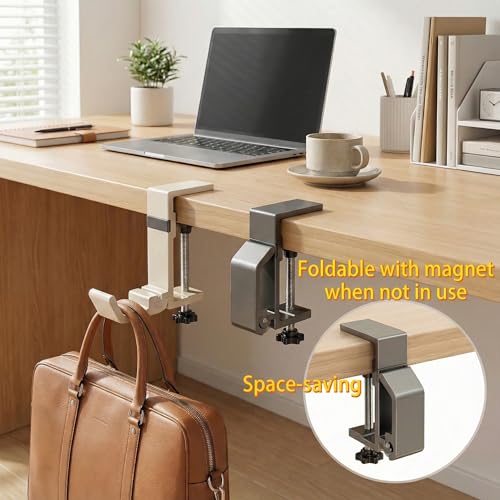 Foldable Clamp Hook for Desk, Bag & Headphone 2-Pack - color: Gun Gray