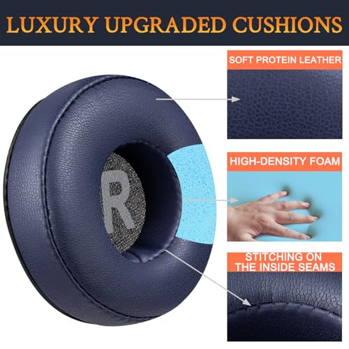 SOULWIT Earpads Replacement for JBL Tune 450BT/Tune 460BT/Tune 500BT/Tune 510BT/Tune 520BT/Tune 530BT/JR 300BT/JR 310BT/E40BT/Junior 320BT, Ear Pads Cushions with Soft Protein Leather - Navy Blue - color: Navy Blue