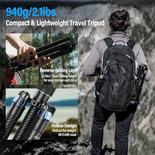 SIRUI 60" Carbon Fiber Tripod for Camera with 360° Panoramic Ball Head, Arca QR Plate, Compact Lightweight 2.1lbs Travel Tripod for DSLR Video Camcorder, Max Load 10kg, Traveler X-III - size: 60" Ball Head Tripod