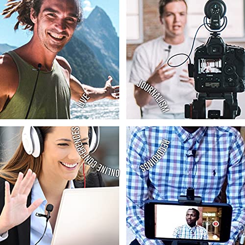 AxcessAbles Lavalier Microphone with 3.5mm TRRS Cable & TRS Adapter – Omnidirectional Clip On Lapel Mic for iPhone Android Camera Laptop – Wired Condenser Microphone for YouTube Podcast Interview