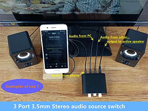 New D3 3(1)-in-1(3)-Out 3.5mm Stereo Audio Switch Source Input Signal switcher selector Splitter Box Mini - color: 3-port 3.5mm Switch no volume