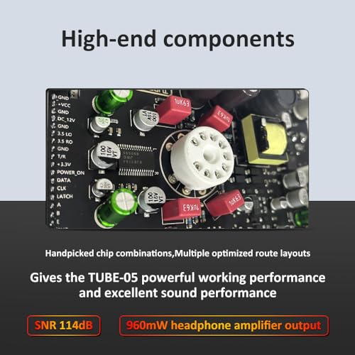 FX-Audio- TUBE-05 HiFi Vacuum 12AU7/ECC82 Tube Headphone amp Bass Treble EQ Preamp, for 30-600Ω Headphone, with Remote Control