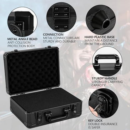 14 Inch Carrying Case with Customizable Pre-Diced Foam | Aluminum Case, Aluminum Alloy Sturdy Build, Storage Case for Microphone, Equipment, Camera, Tools, Recorder, etc - size: 14.1x10x5.9 Inch
