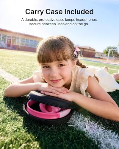 Belkin SoundForm Mini 2 Bluetooth Kids Headphones, On Ear, 55H Battery Life | Toddler headphones, 85dB Volume Limit, Built-in Mic, Wired Connection Option, iPad, Android Tablet, School, Travel - color: Pink