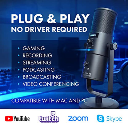 M-Audio Uber Mic | Professional USB Microphone With Switchable Polar Patterns and Integrated Headphone Output, black