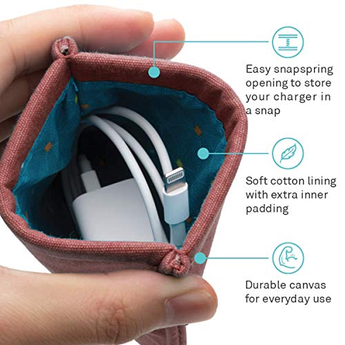 UT Wire [2 PACK] Pocket Snap & Store Earphone Case Pouch, Dusty Rose Pink - color: Dusty Rose/Grey, size: Earbud Case | 2 Pack