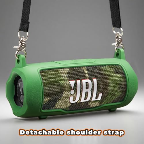 Silicone Cover Compatible with JBL Flip 7 Waterproof Portable Speaker with Shoulder Strap (Green) - color: Green