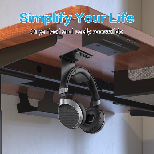 YAODHAOD Headset Hanger Holder Wall Mount, Sticky Headset Stand Holder Clip Under Desk for All Headphone/Controller (Black,Removable Hanging Style) - color: Black, size: Removable Hanging Style