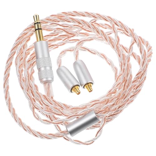 POPETPOP 5mm Earphone Extension Cable Silver Plated Cord Detachable Connector Wire Replacement Headphone Extension Cord for Wired Audio Devices